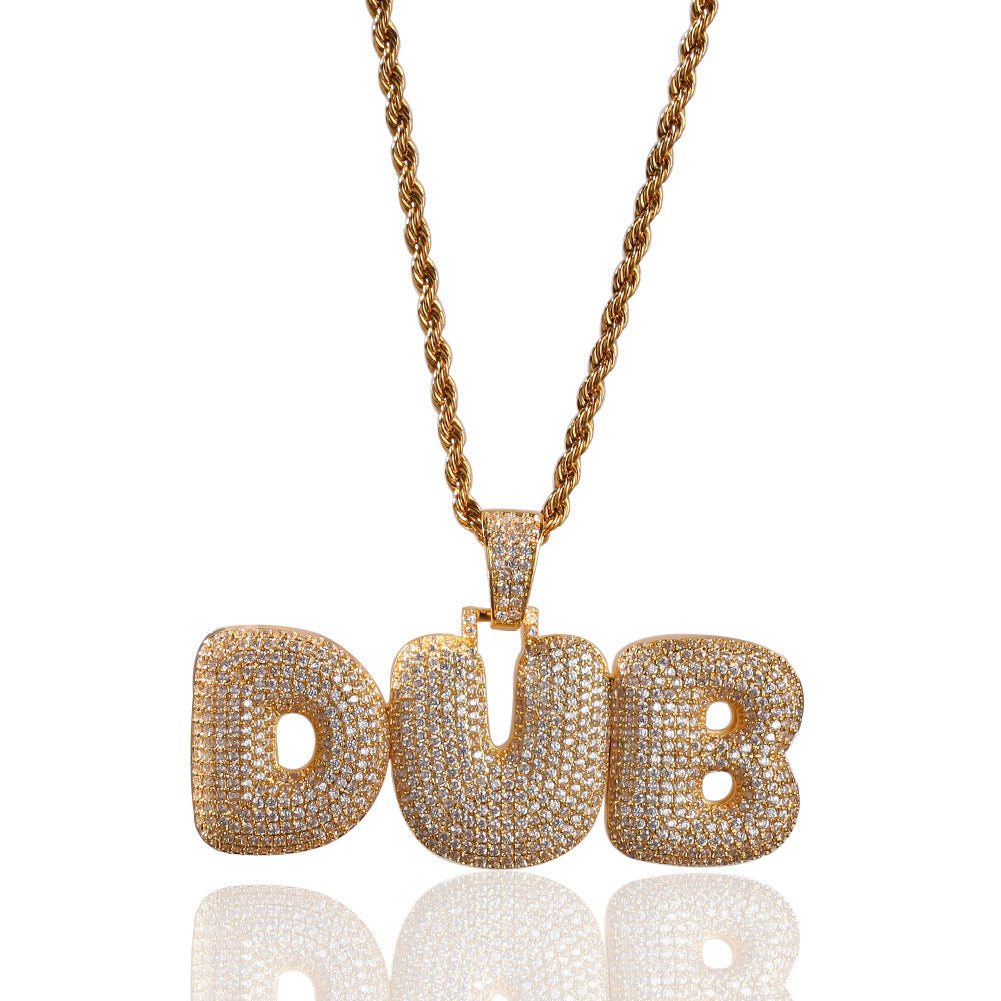 Hip-Hop Zircon English 26 Letters Micropaved Pendant - MERGE.DAY.1.FREESTYLE