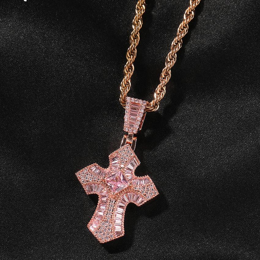 Rose Gold Cross Pendant with Micro-Zirconia - MERGE.DAY.1.FREESTYLE