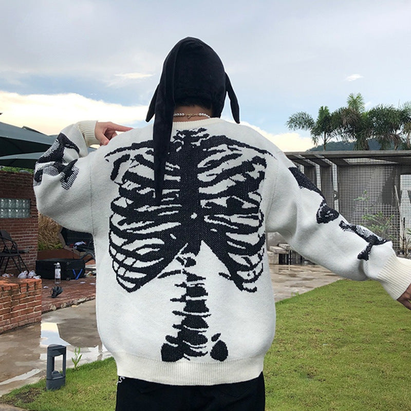 Skull round neck long sleeve sweater - MERGE.DAY.1.FREESTYLE