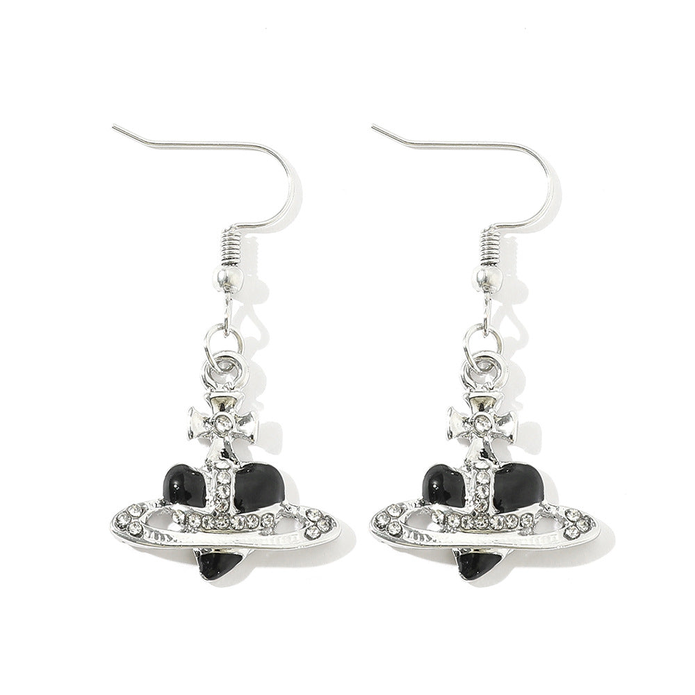 Saturn necklace, teardrop colored diamond earrings, Saturn earrings - MERGE.DAY.1.FREESTYLE