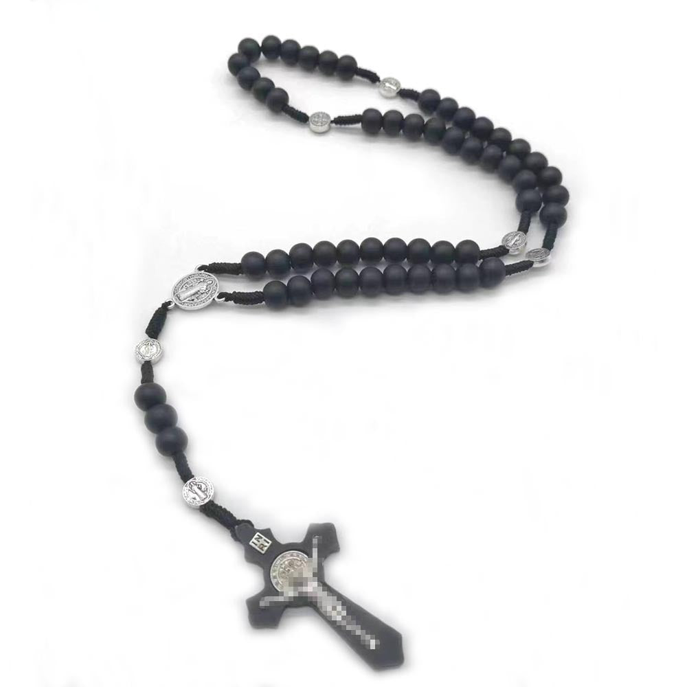 rosary necklace natural wooden beads - MERGE.DAY.1.FREESTYLE