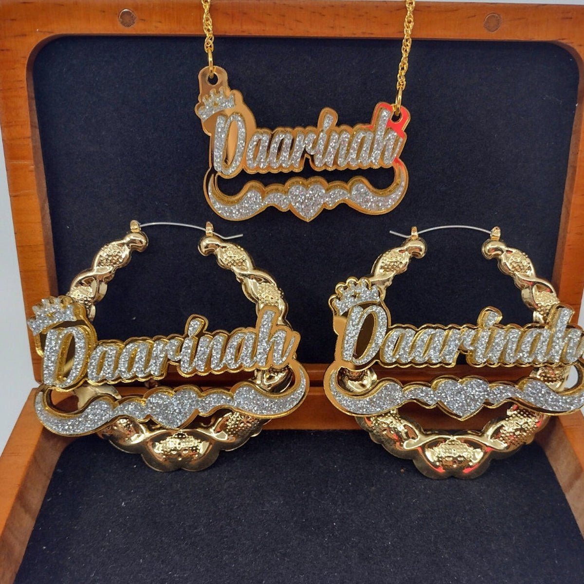 Acrylic Custom Name Necklace XO Hoop Earrings Set - MERGE.DAY.1.FREESTYLE