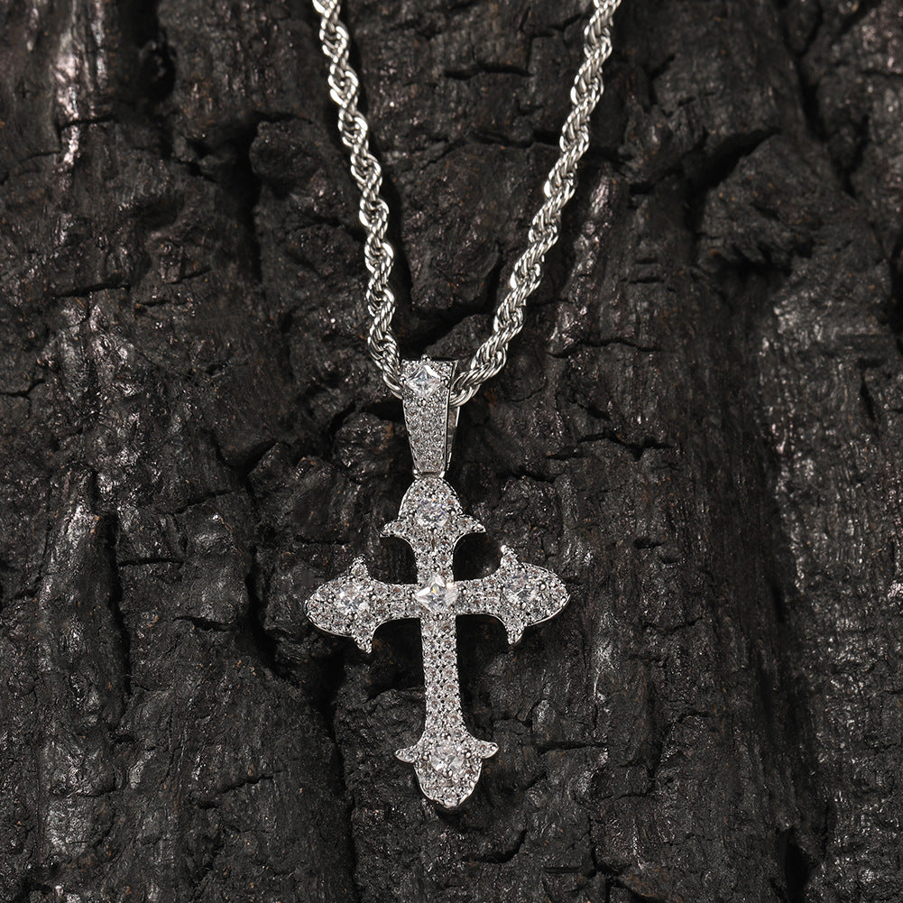 Hip-Hop Diamond-Encrusted Zircon Cross Necklace - MERGE.DAY.1.FREESTYLE