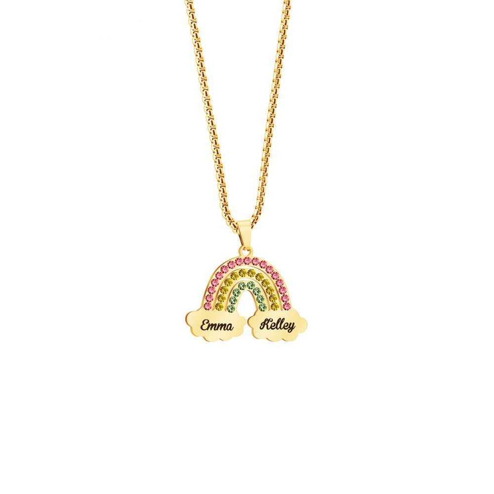 Rainbow Couple Name Necklace Engraving Pendant - MERGE.DAY.1.FREESTYLE