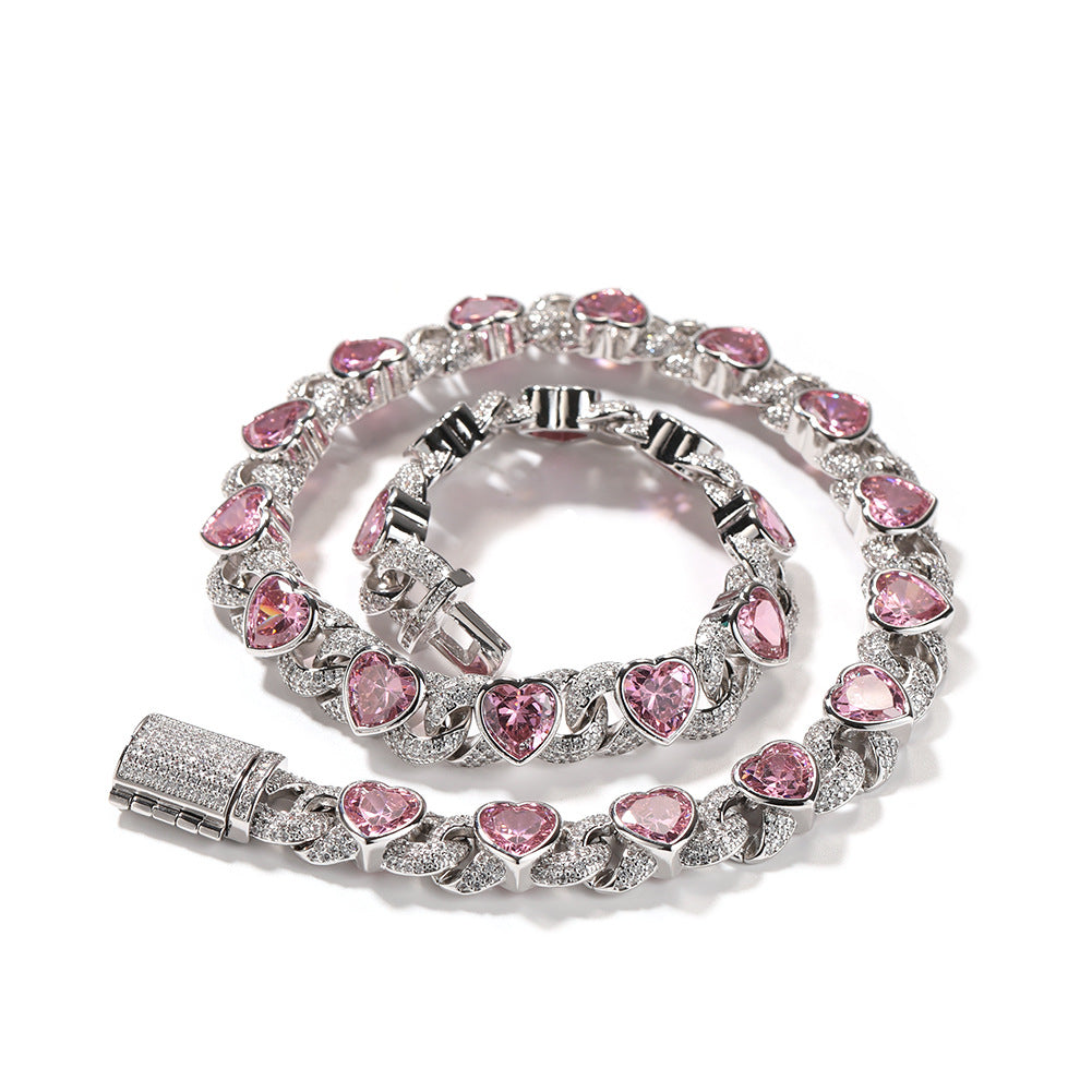 Pink Love Infinity Chain Diamond Necklace - MERGE.DAY.1.FREESTYLE