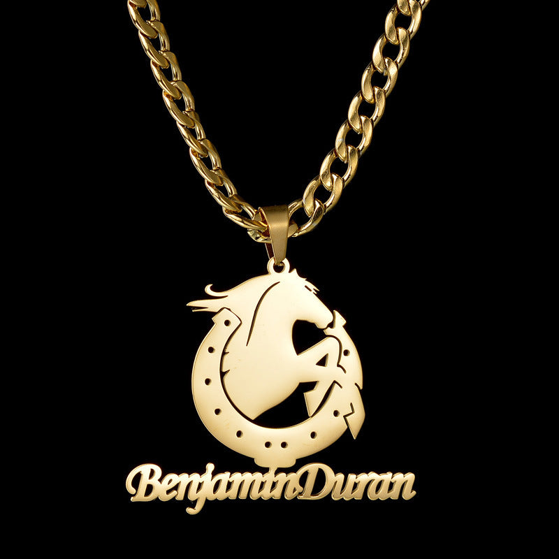 Custom Horse Name Necklace Stainless Steel Personalized Jewelry - MERGE.DAY.1.FREESTYLE