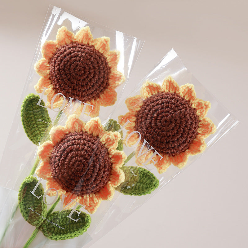 Sunflower hand-knitted flowers wool crocheted gift flower - MERGE.DAY.1.FREESTYLE