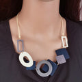 Retro geometric wooden bib necklace - MERGE.DAY.1.FREESTYLE