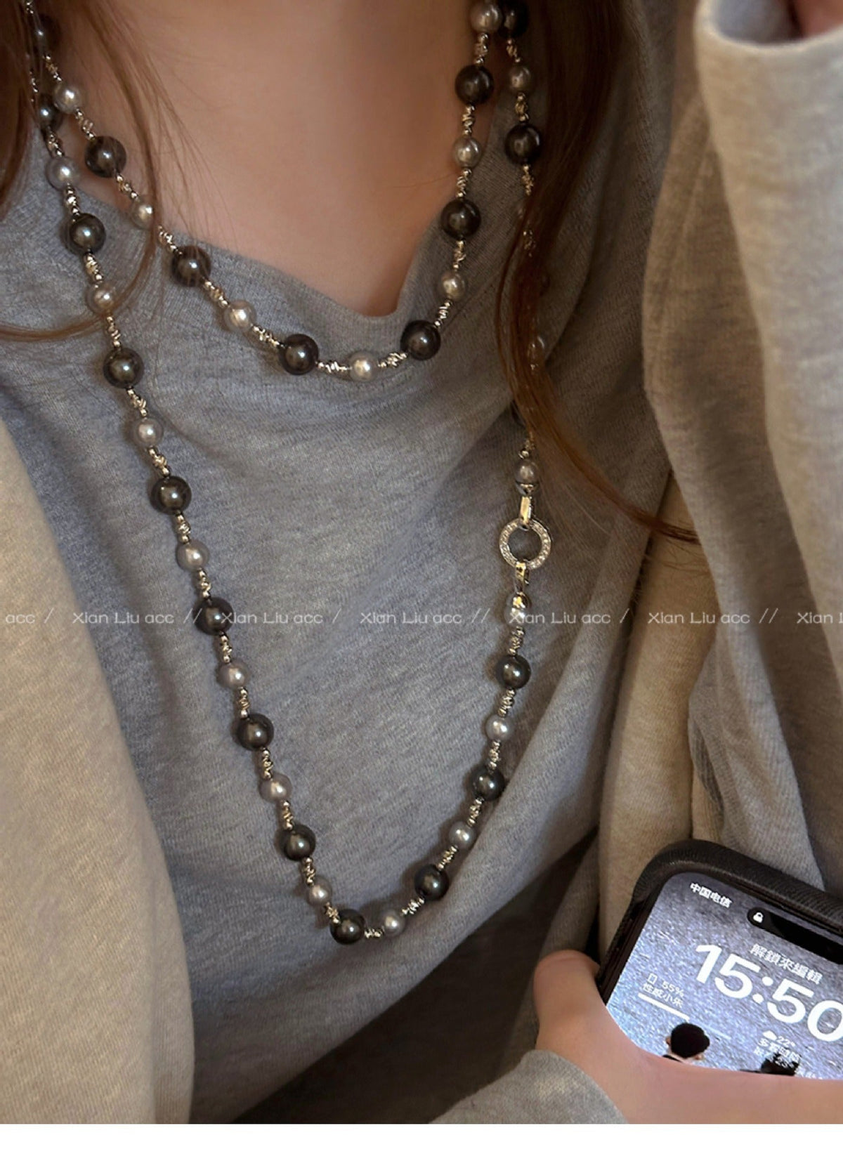 rosary necklace Tahitian pearl necklace - MERGE.DAY.1.FREESTYLE
