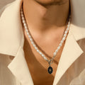 Oval sun OT buckle pearl necklace - MERGE.DAY.1.FREESTYLE