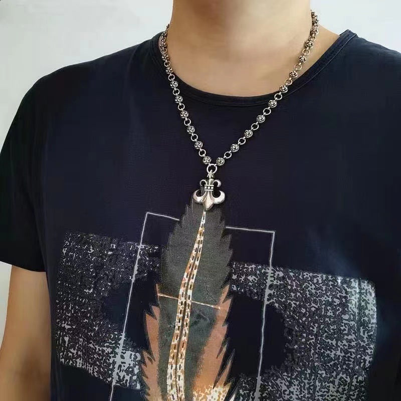 Retro personalized anchor scout flower pendant cross chain necklace - MERGE.DAY.1.FREESTYLE