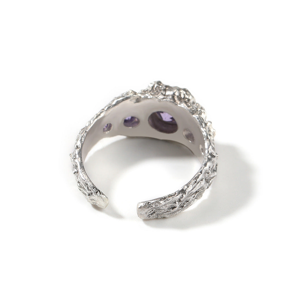 Hip-Hop 925 Silver Ring with Purple Zircon - MERGE.DAY.1.FREESTYLE