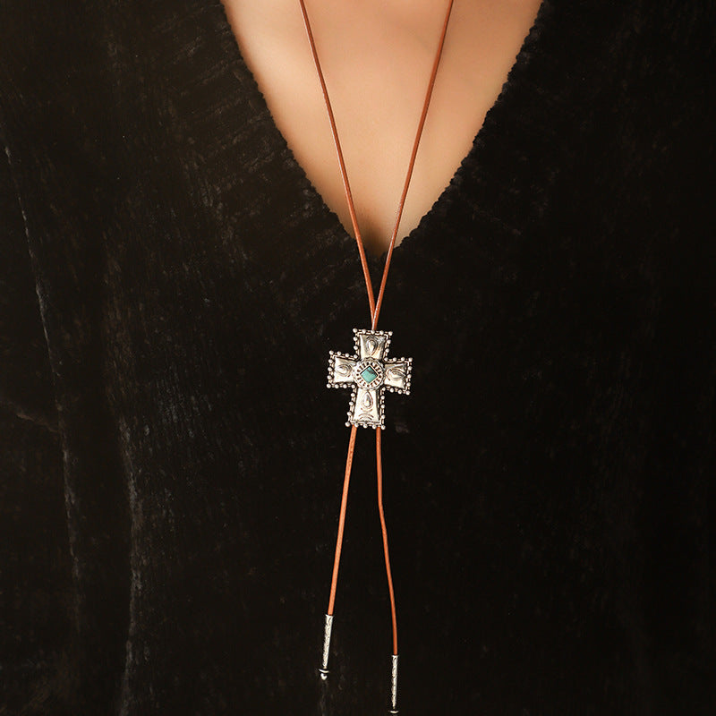 Vintage Turquoise Cross Necklace - MERGE.DAY.1.FREESTYLE