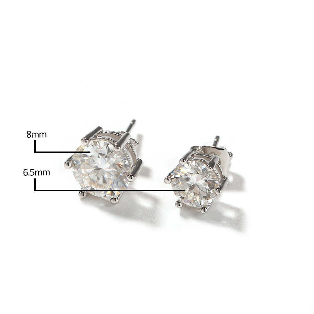 Hip-hop 925 silver moissanite six-prong earrings - MERGE.DAY.1.FREESTYLE