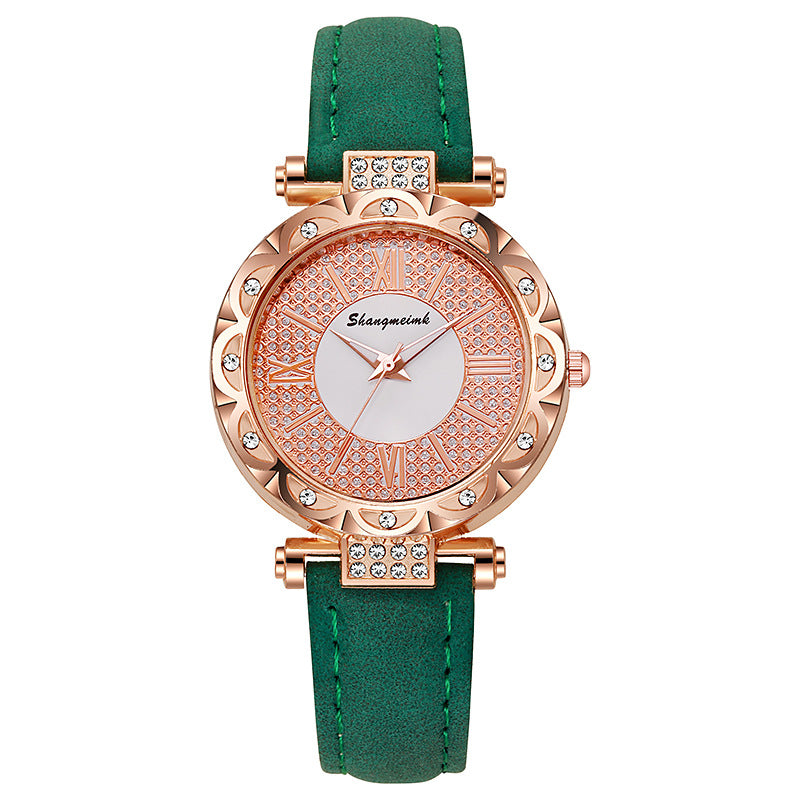Korean-style quartz watch with a simple leather strap. - MERGE.DAY.1.FREESTYLE