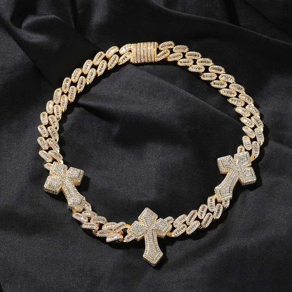 mens gold cross cuban link chain necklace - MERGE.DAY.1.FREESTYLE