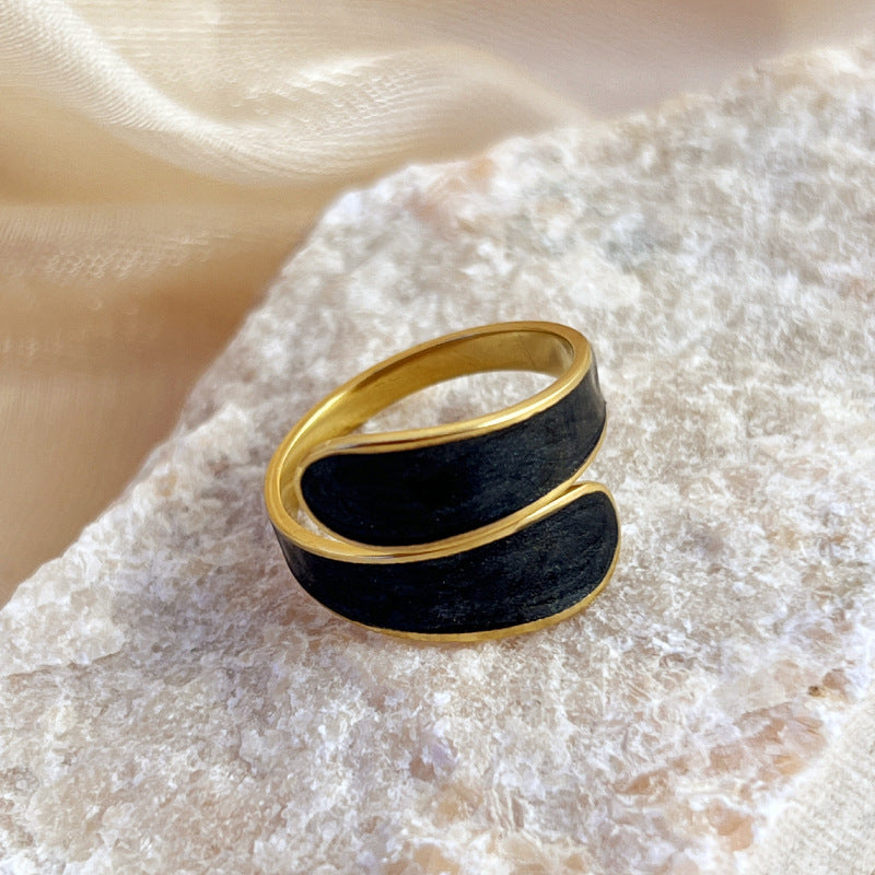 18k gold drop retro open ring - MERGE.DAY.1.FREESTYLE