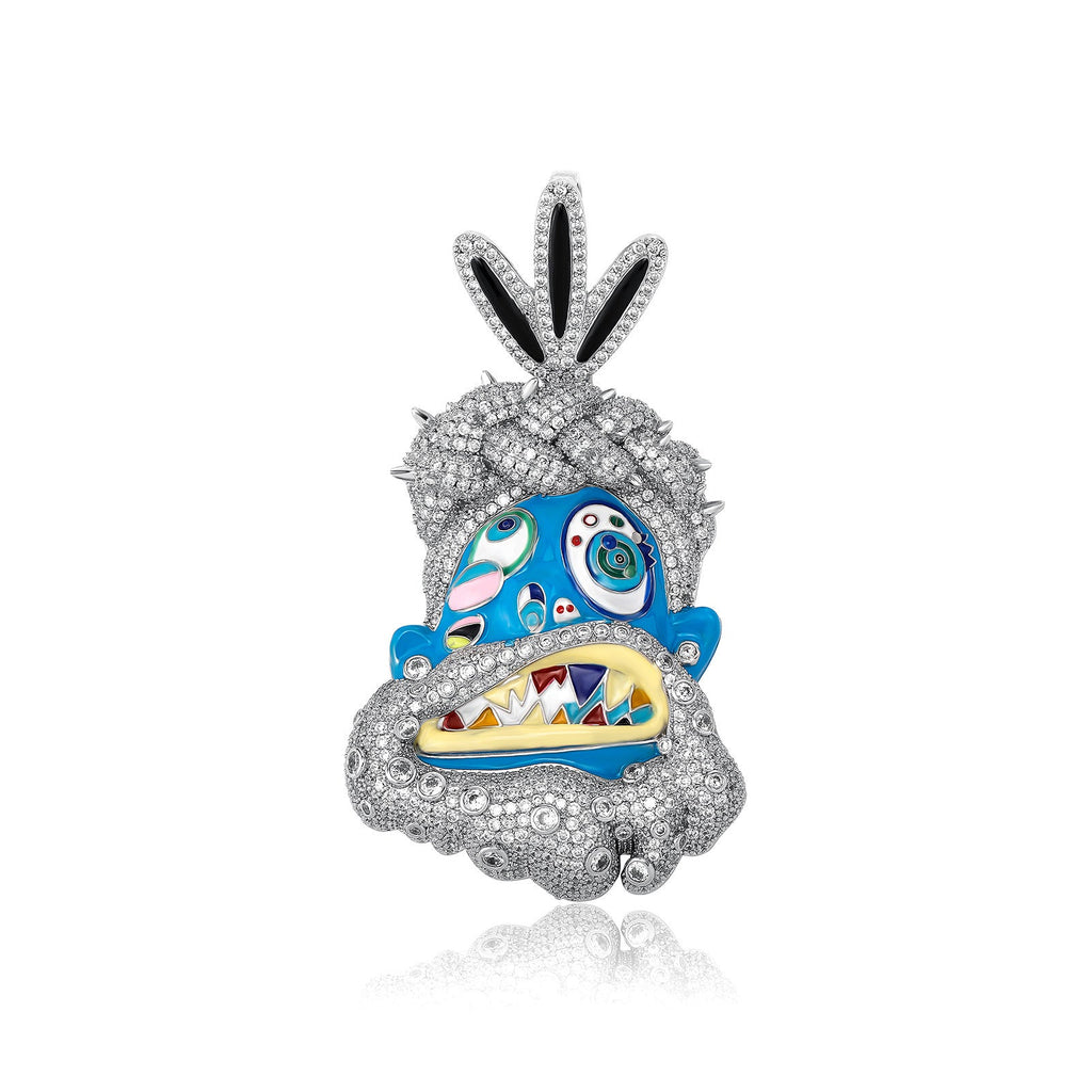 Diamond-studded colorful dripping oil cartoon head hip-hop pendant necklace wholesale - MERGE.DAY.1.FREESTYLE