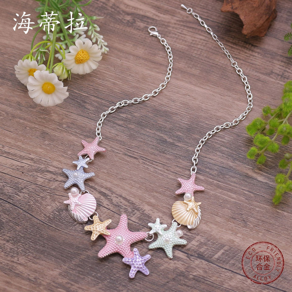 starfish necklace colorful oil painting necklace - MERGE.DAY.1.FREESTYLE