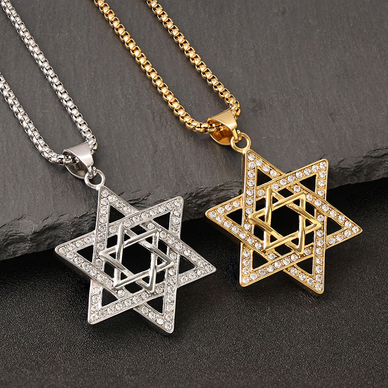 star of david necklace diamond-studded double-layer necklace - MERGE.DAY.1.FREESTYLE