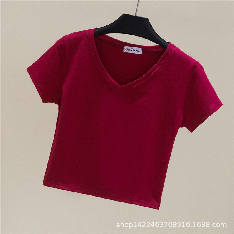 V-neck midriff-baring slim-waisted top - MERGE.DAY.1.FREESTYLE