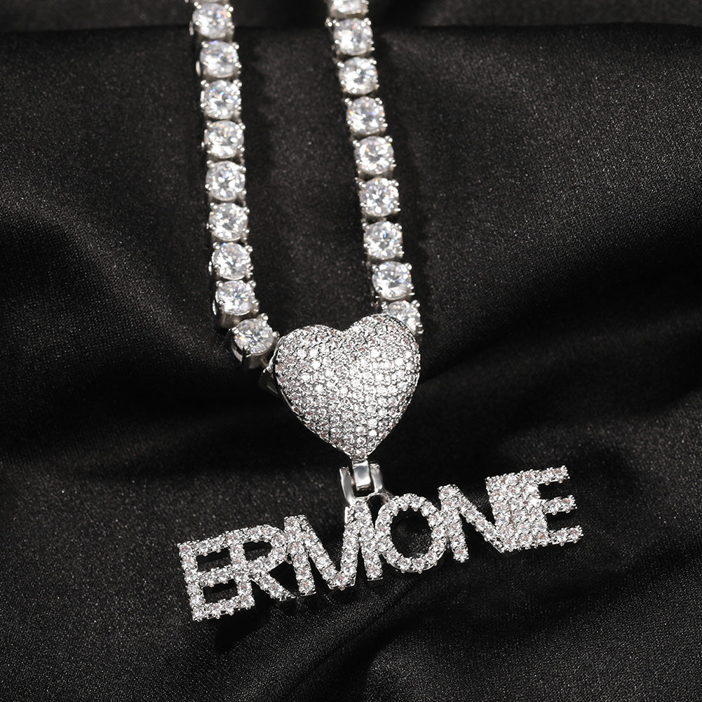 Heart Button Zircon Hip Hop Necklace - MERGE.DAY.1.FREESTYLE