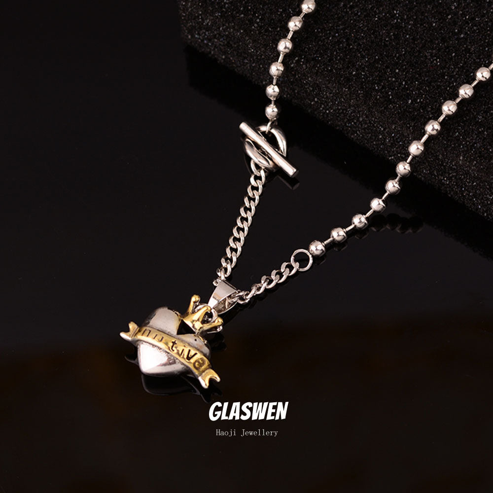 contrast heart pendant crown necklace - MERGE.DAY.1.FREESTYLE