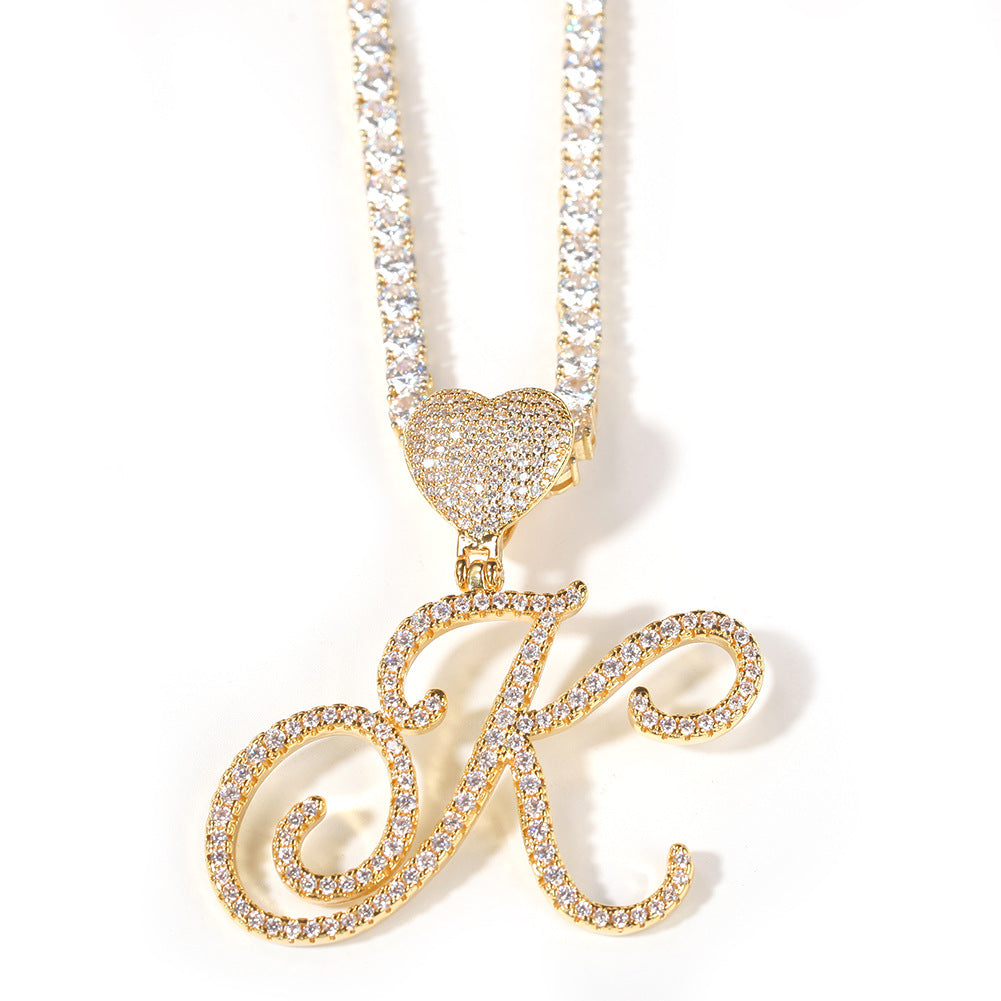 mens gold chain love button head floral necklace - MERGE.DAY.1.FREESTYLE