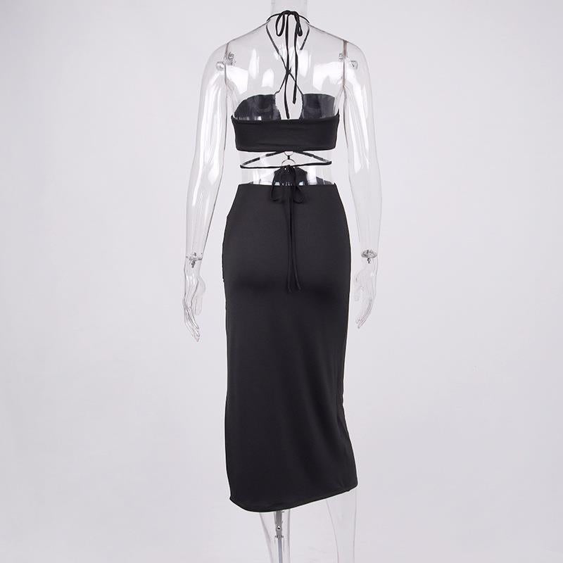 Summer Dress For Women Sexy Cutout Lace-up High Slit Maxi Long Dresses - MERGE.DAY.1.FREESTYLE