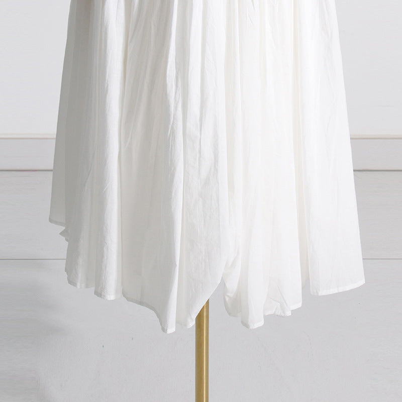 Pleated suspender long solid color full skirt dress - MERGE.DAY.1.FREESTYLE