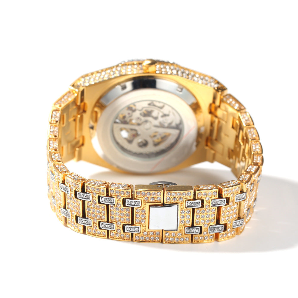 Hip Hop Full Diamond Hollow Case Mechanical Watch - MERGE.DAY.1.FREESTYLE