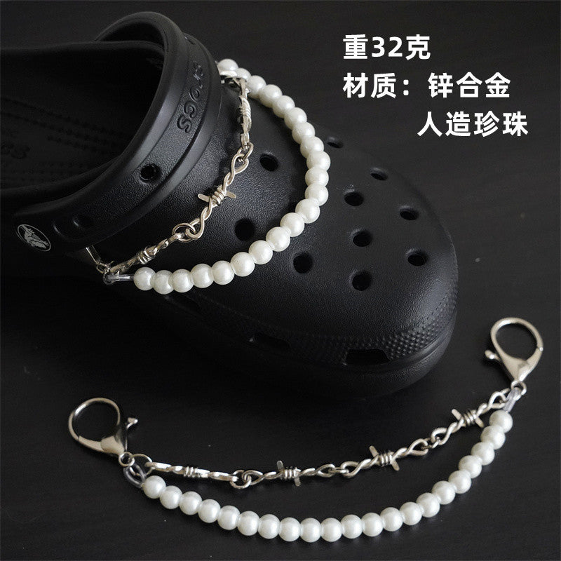 Hole shoe chain cool punk dark multi-layer shoe buckle rivet pearl shoe chain - MERGE.DAY.1.FREESTYLE