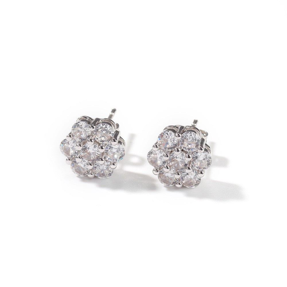 Hip Hop diamond-encrusted 925 silver stud earrings - MERGE.DAY.1.FREESTYLE