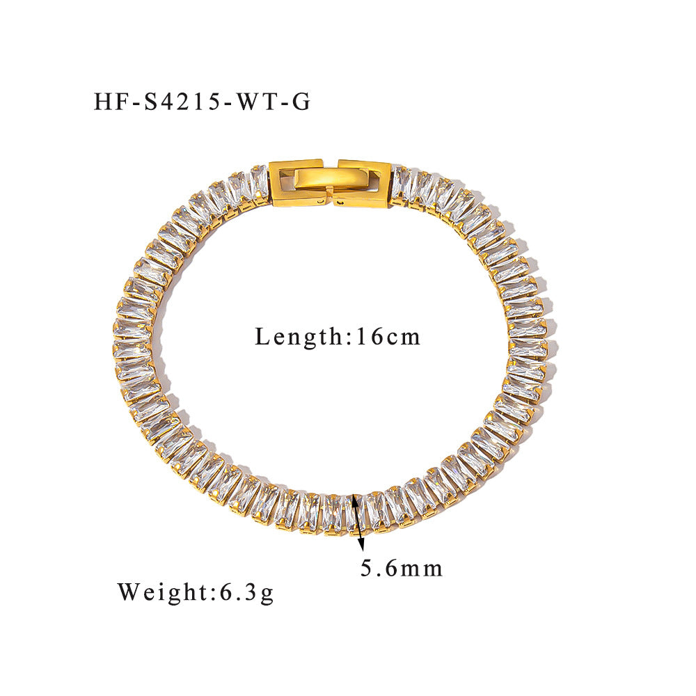 Stainless steel color zircon tennis chain - MERGE.DAY.1.FREESTYLE