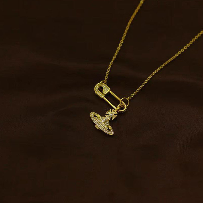 Brooch pearl necklace women's paper clip necklace - MERGE.DAY.1.FREESTYLE