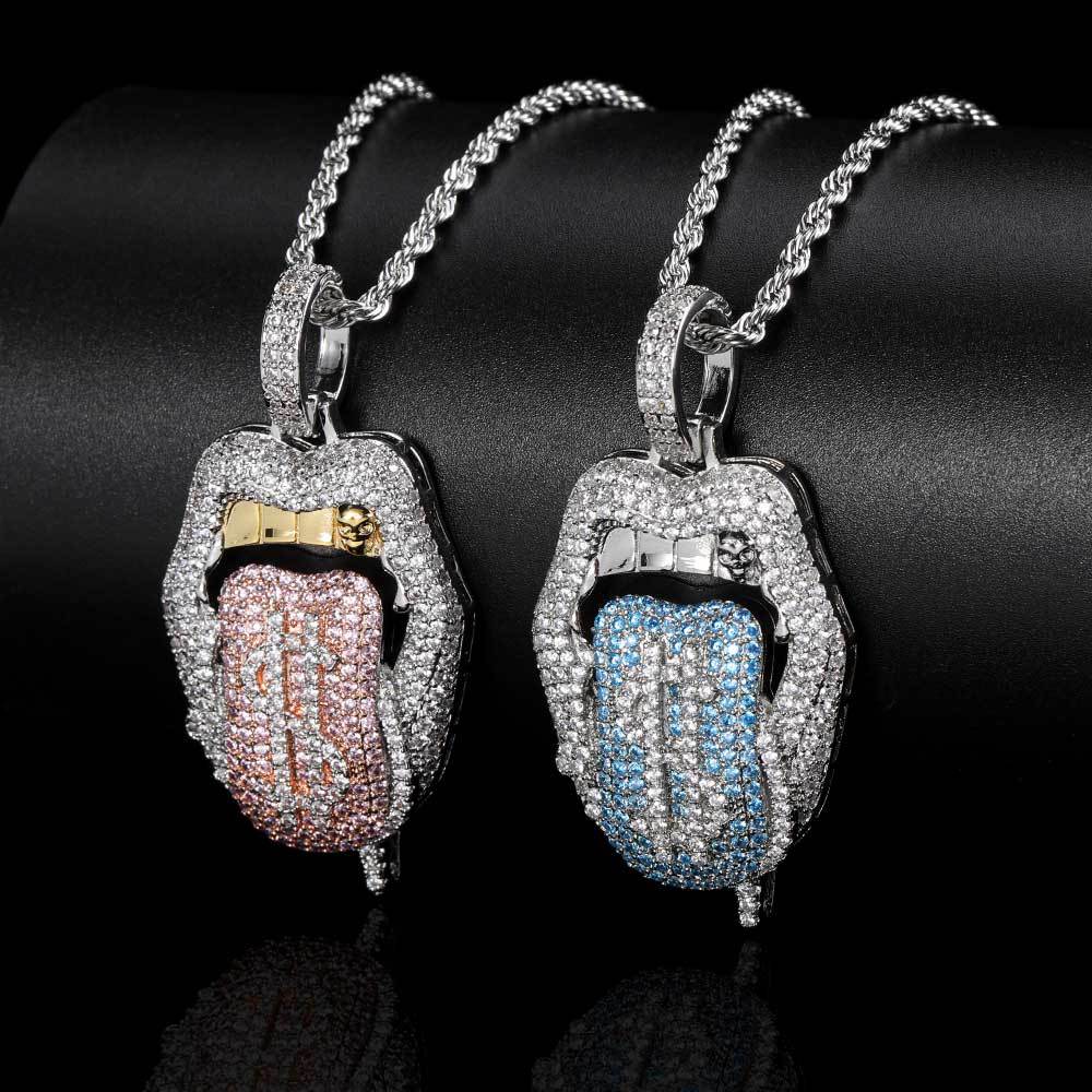 Dollar Mouth Tongue Hip Hop Jewelry Micro-inlaid Zircon Pendant wholesale - MERGE.DAY.1.FREESTYLE