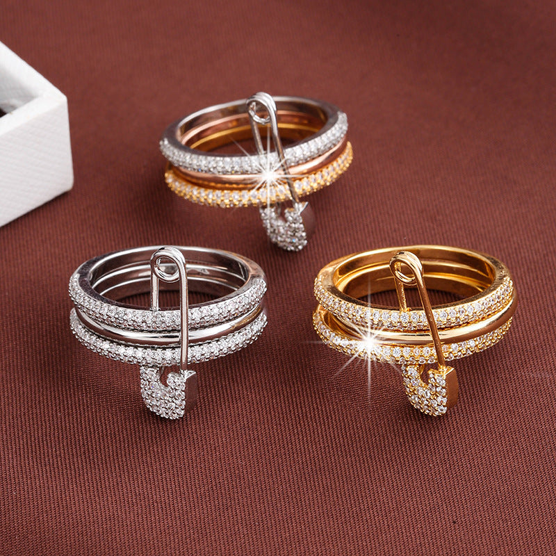 Micro-inlaid zircon pin ring - MERGE.DAY.1.FREESTYLE