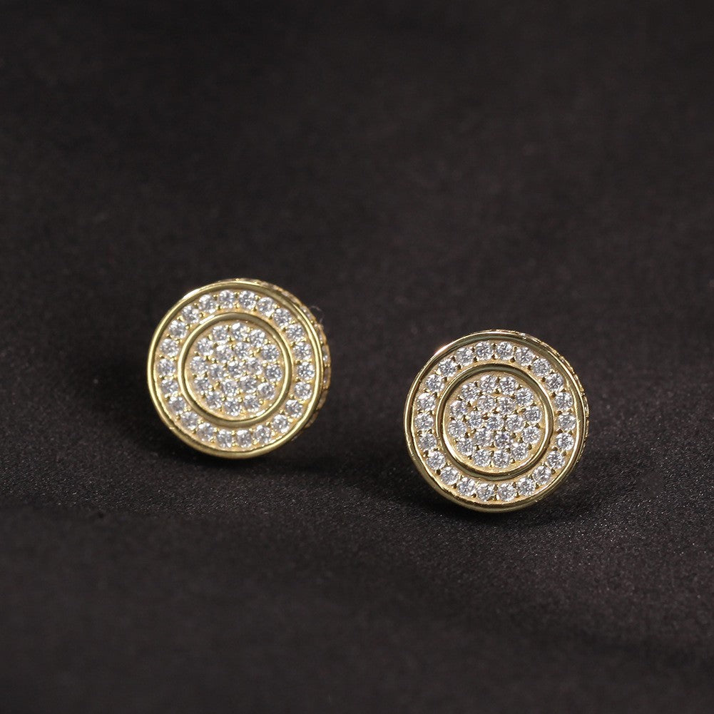 Hip Hop diamond-encrusted 925 silver stud earrings - MERGE.DAY.1.FREESTYLE