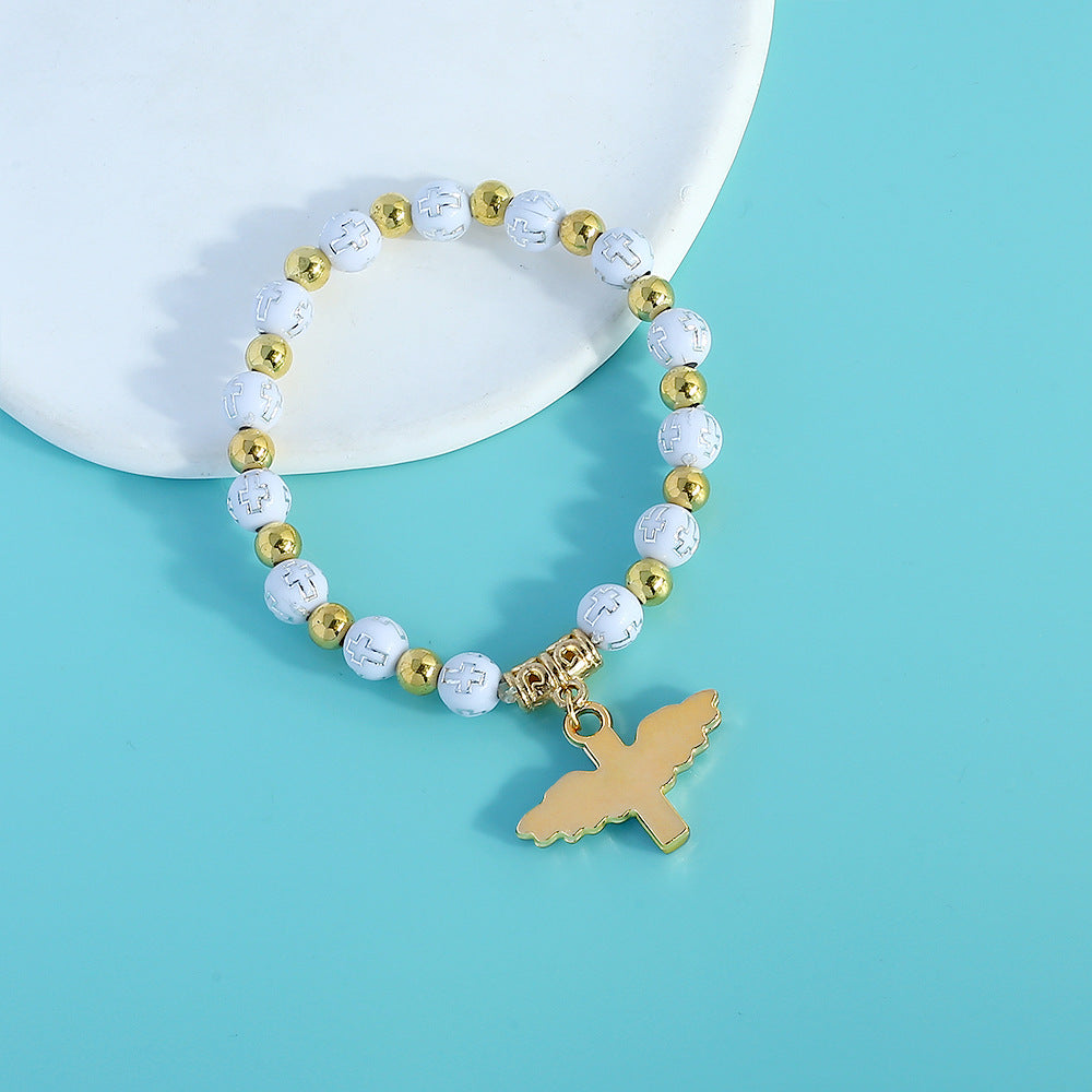 rosary bracelet acrylic cross angel hand jewelry - MERGE.DAY.1.FREESTYLE