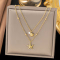 starfish shell necklace double-layer gold necklace - MERGE.DAY.1.FREESTYLE