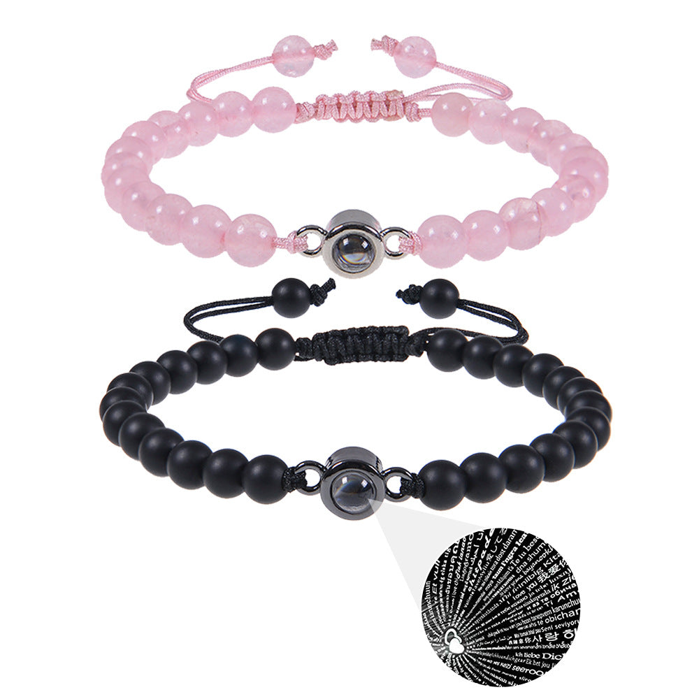 Pink crystal string stone projection bracelet - MERGE.DAY.1.FREESTYLE