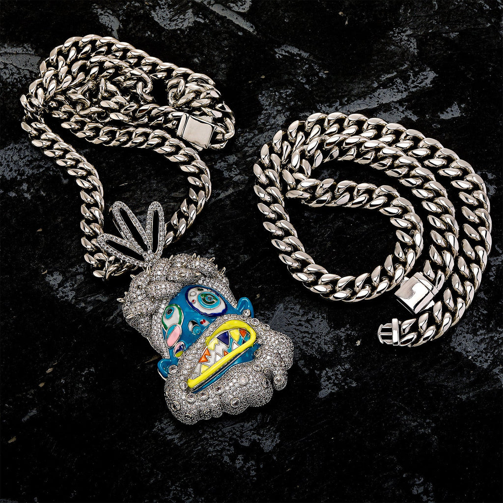 Diamond-studded colorful dripping oil cartoon head hip-hop pendant necklace wholesale - MERGE.DAY.1.FREESTYLE