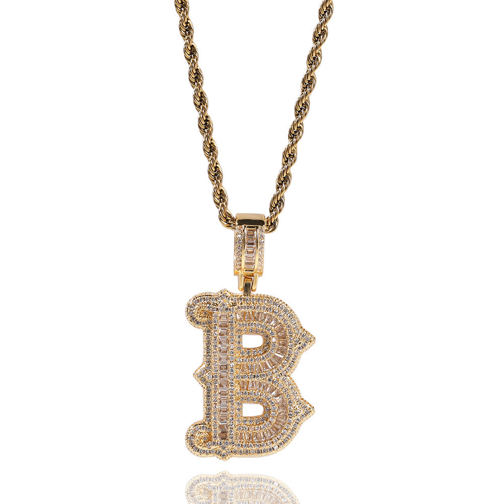 Hip-hop fully diamond-encrusted spiky rock sugar letter necklace - MERGE.DAY.1.FREESTYLE
