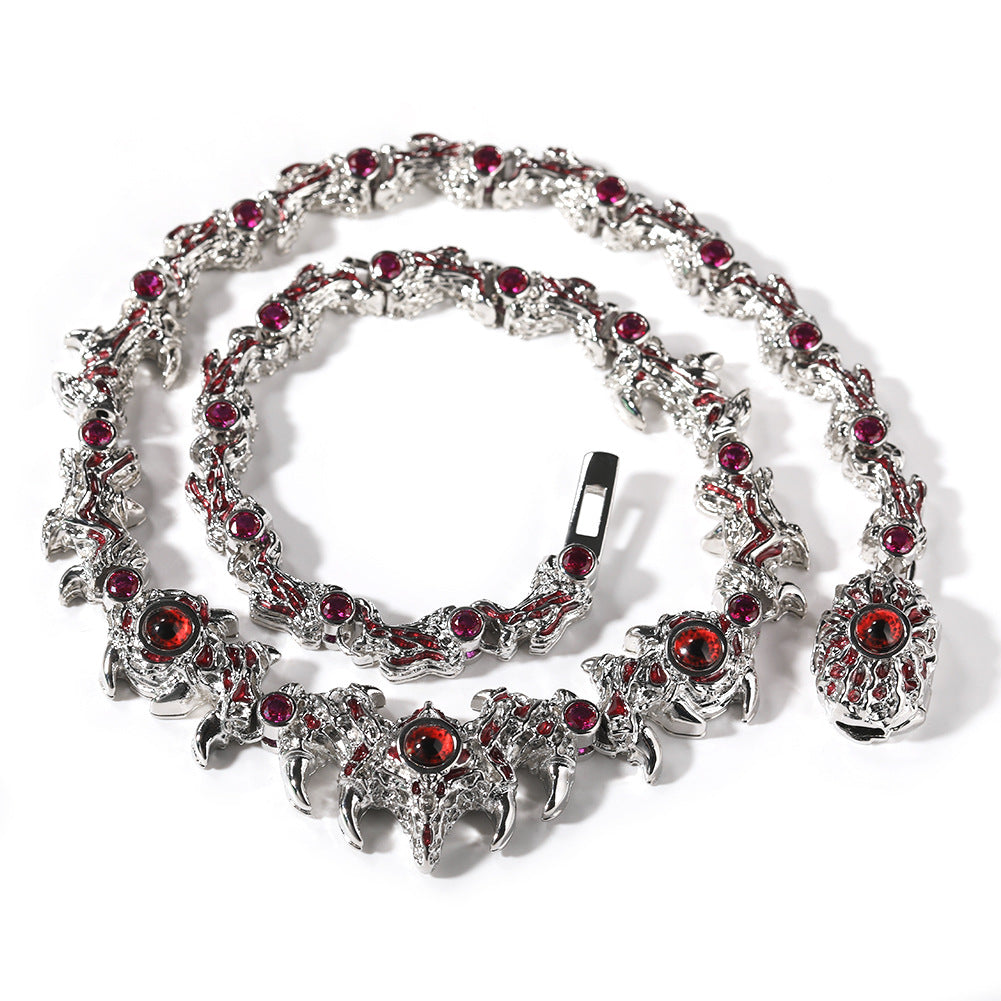 Hip-hop exaggerated spiky parasitic red-eyed thorn diamond-encrusted necklace - MERGE.DAY.1.FREESTYLE