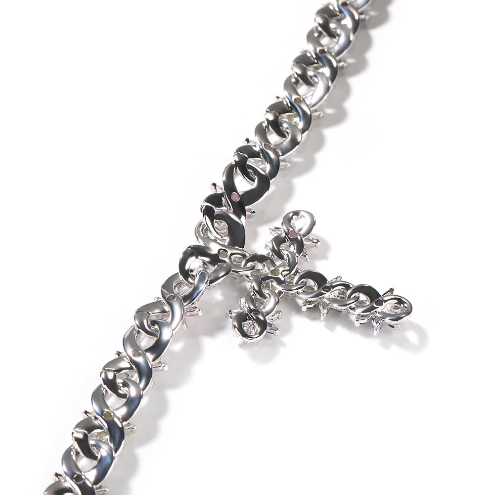 Colorful zircon ice flower cross necklace - MERGE.DAY.1.FREESTYLE
