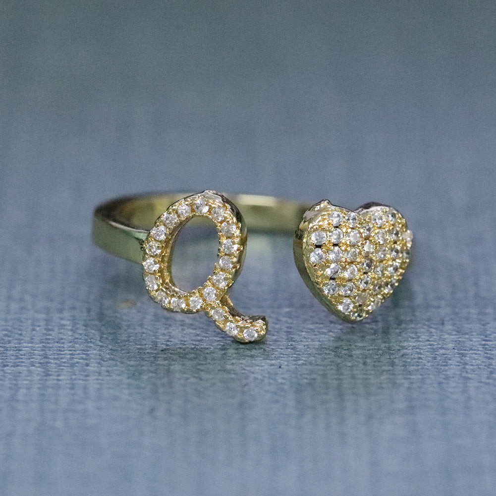 Hip-hop zircon-encrusted 26 English letters ring - MERGE.DAY.1.FREESTYLE