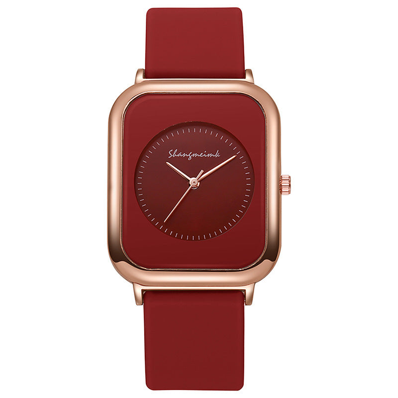 Casual square-shaped, elegant quartz silicone strap student watches. - MERGE.DAY.1.FREESTYLE