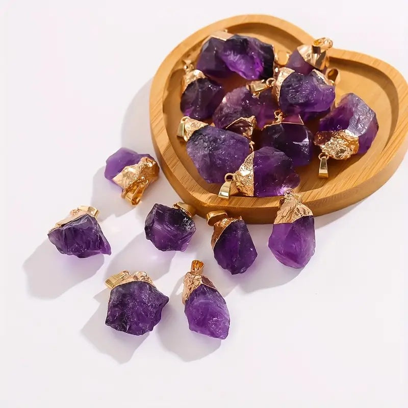 Natural amethyst gold-plated pendant - MERGE.DAY.1.FREESTYLE