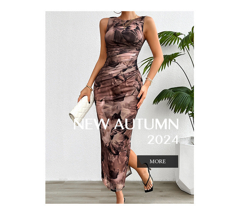 2024 Spring and Summer Tie-Dye Temperament Slim Sleeveless Dress - MERGE.DAY.1.FREESTYLE