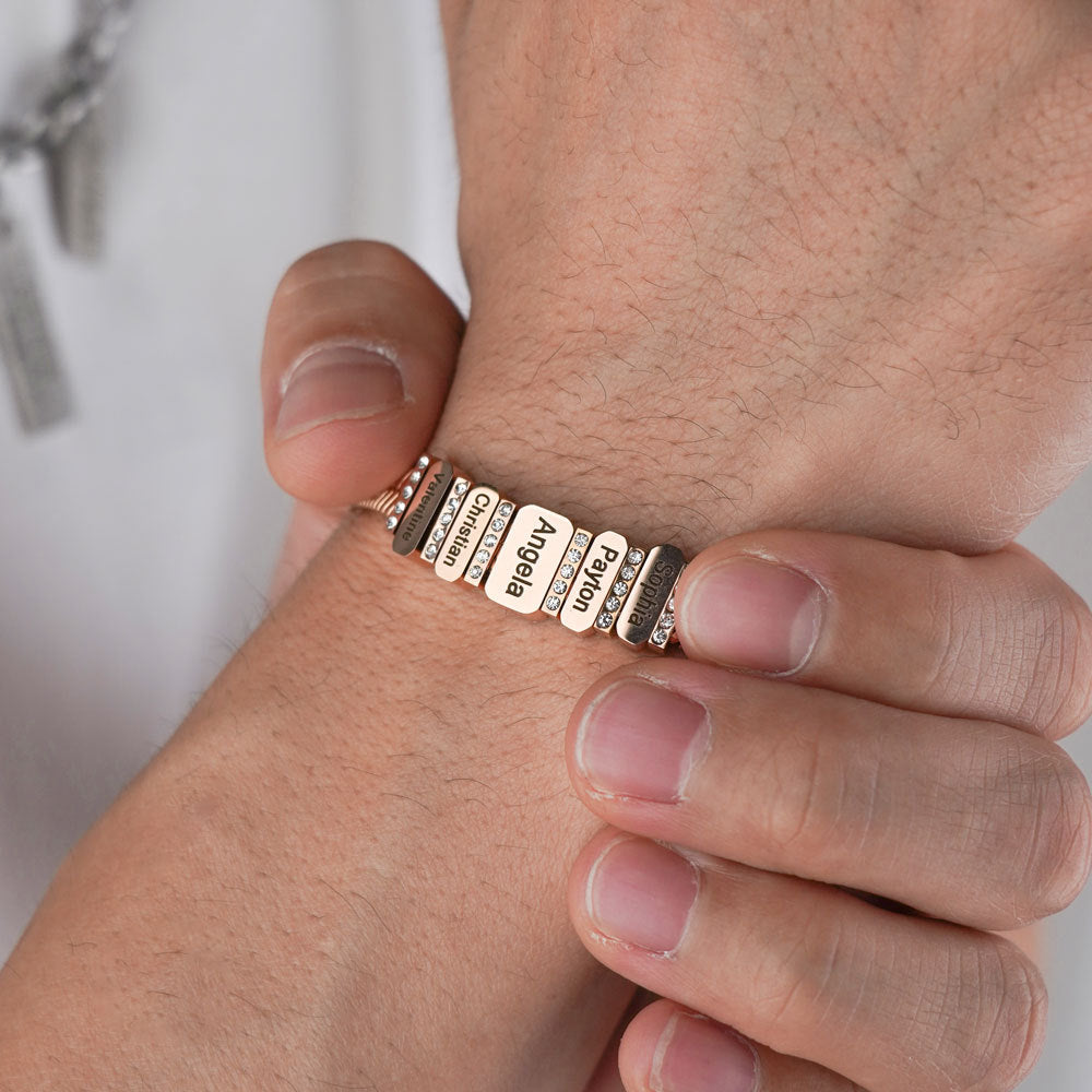 Flat snake bone chain diamond engraving bracelet - MERGE.DAY.1.FREESTYLE